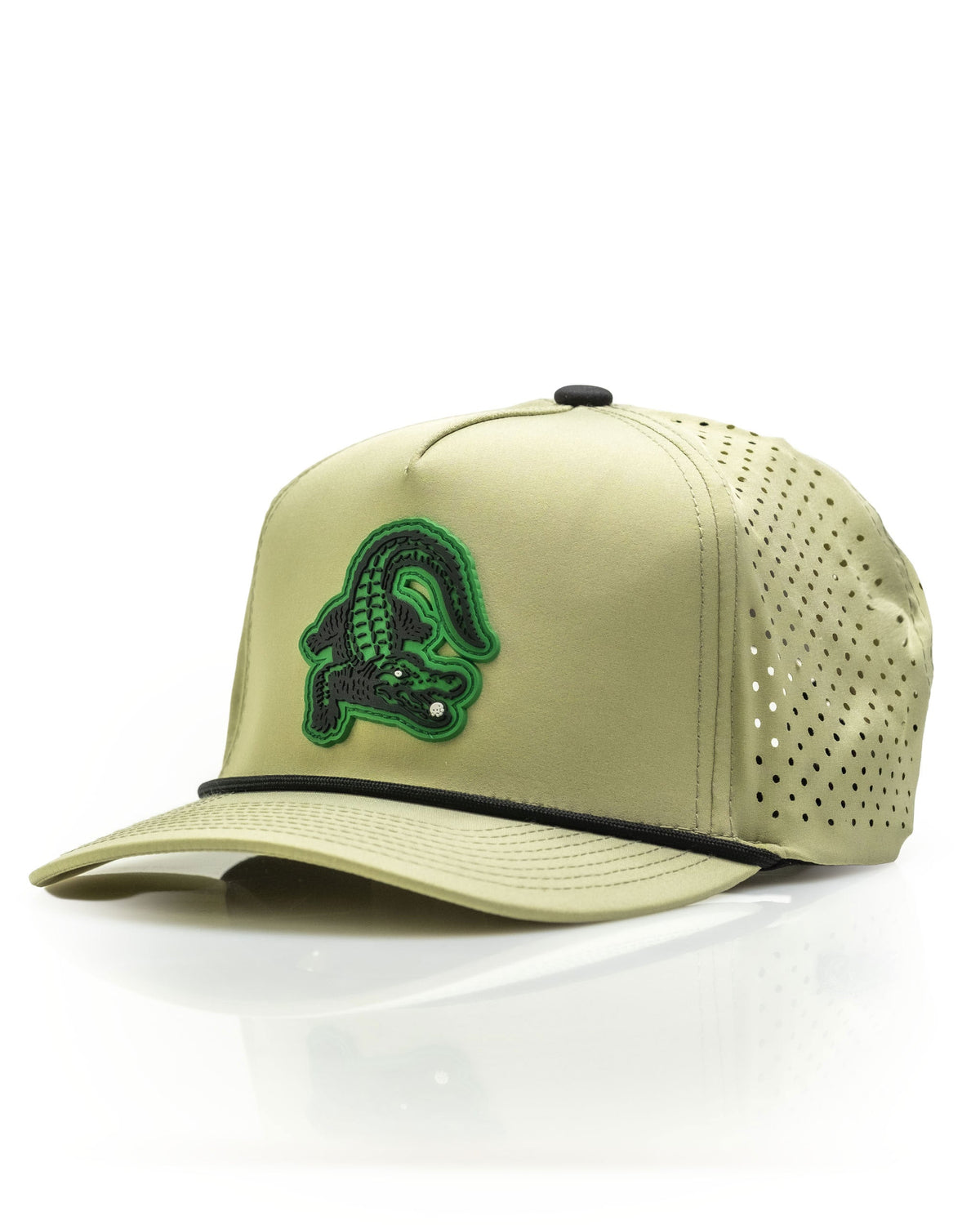 Pins & Aces Gator Perforated Rope Golf Hat – Olive