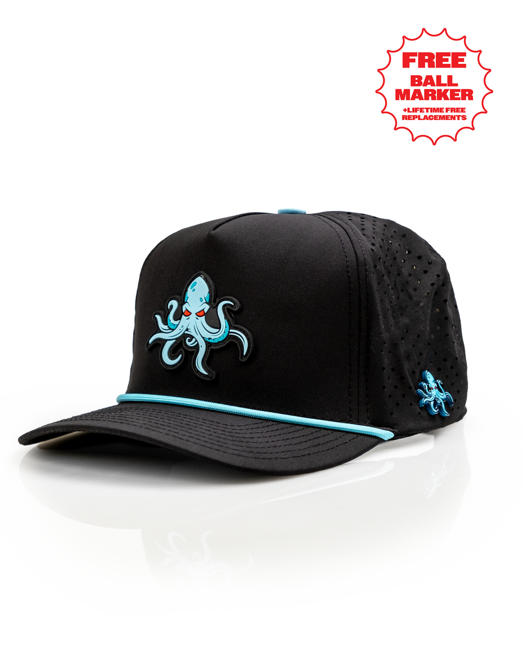 Pins & Aces Kraken Perforated Rope Golf Hat – Black
