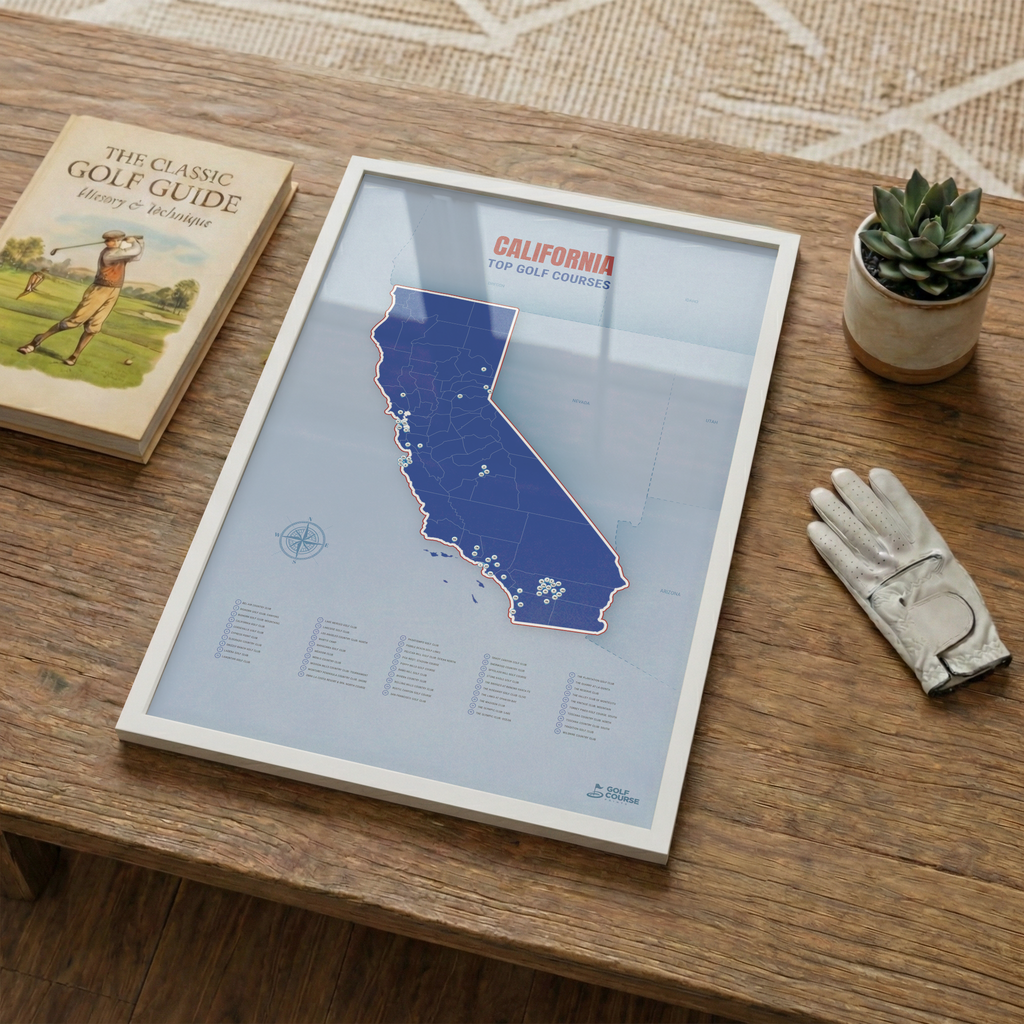 California Golf Course Map – Minimalist Golf Wall Art Print