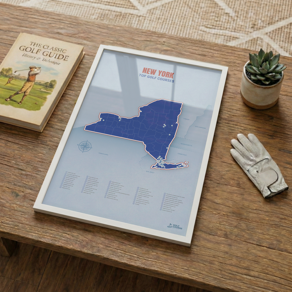 New York Golf Course Map – Minimalist Golf Wall Art Print