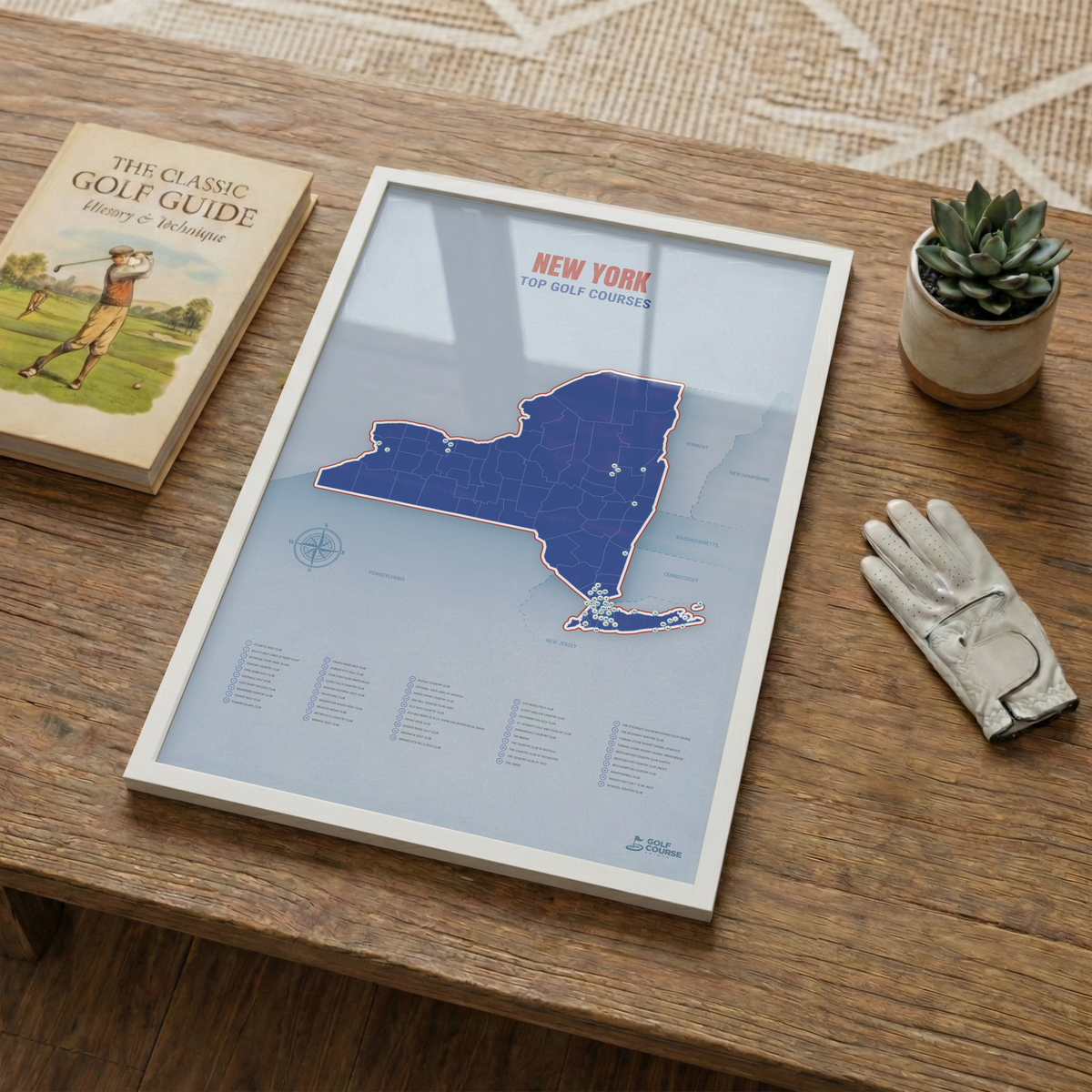 New York Golf Course Map – Minimalist Golf Wall Art Print
