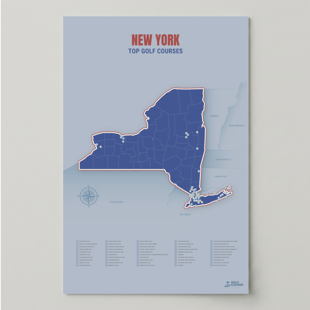 New York Golf Course Map – Minimalist Golf Wall Art Print