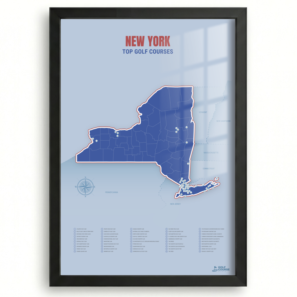 New York Golf Course Map – Minimalist Golf Wall Art Print