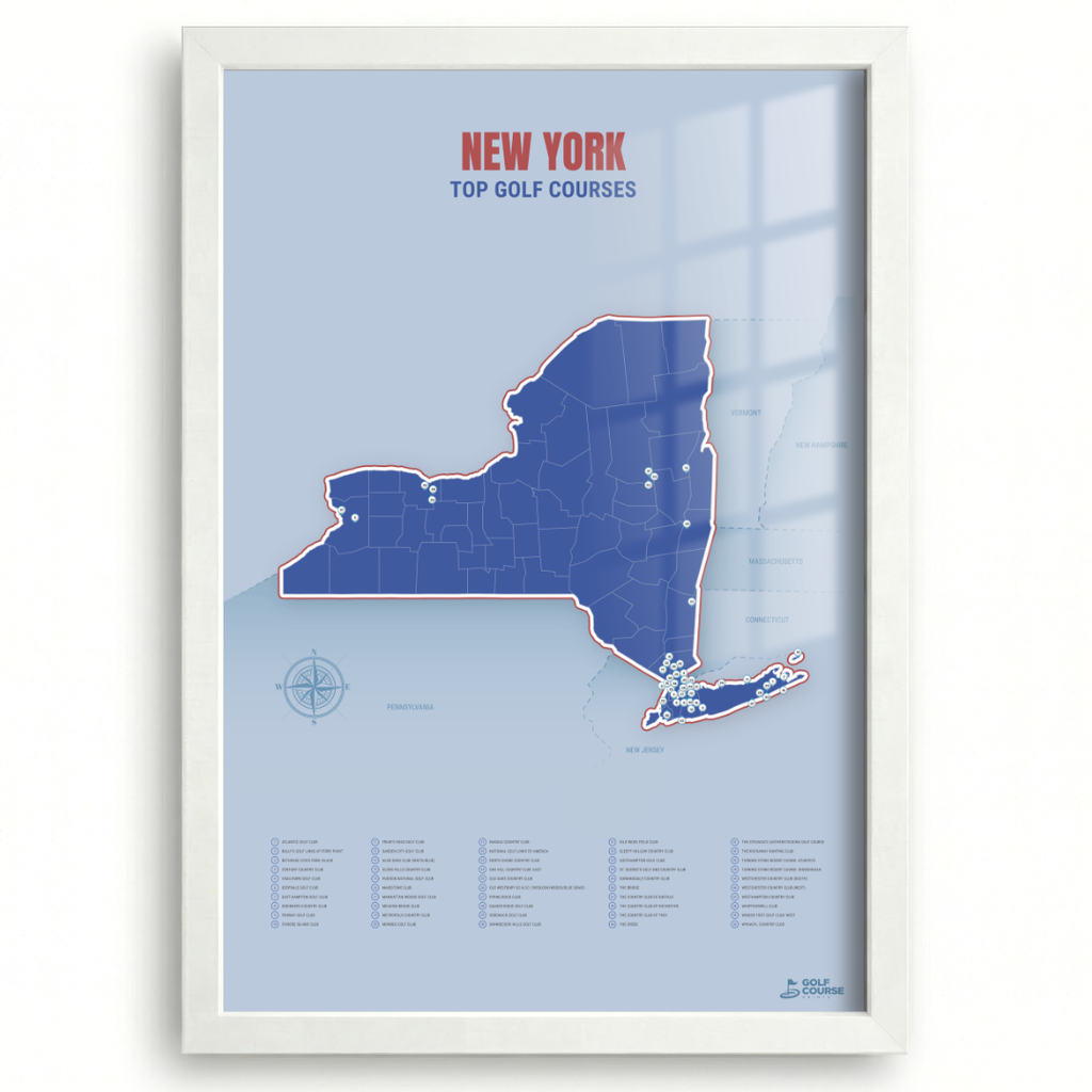 New York Golf Course Map – Minimalist Golf Wall Art Print
