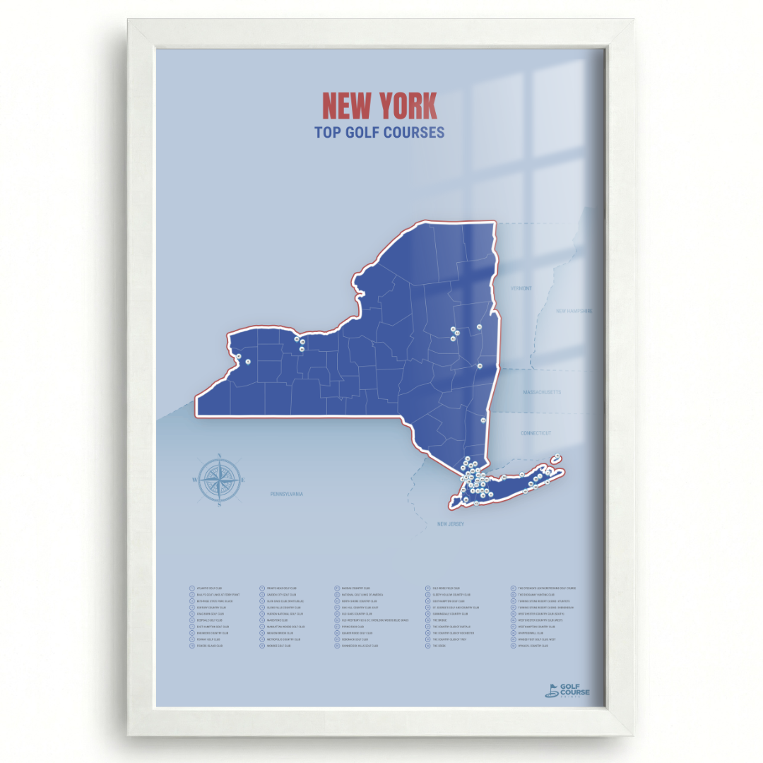 New York Golf Course Map – Minimalist Golf Wall Art Print