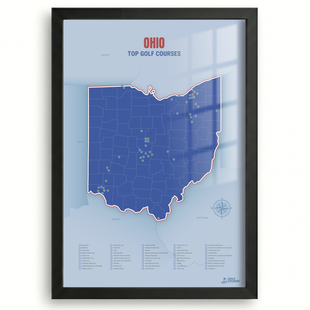 Ohio Golf Course Map – Minimalist Golf Wall Art Print