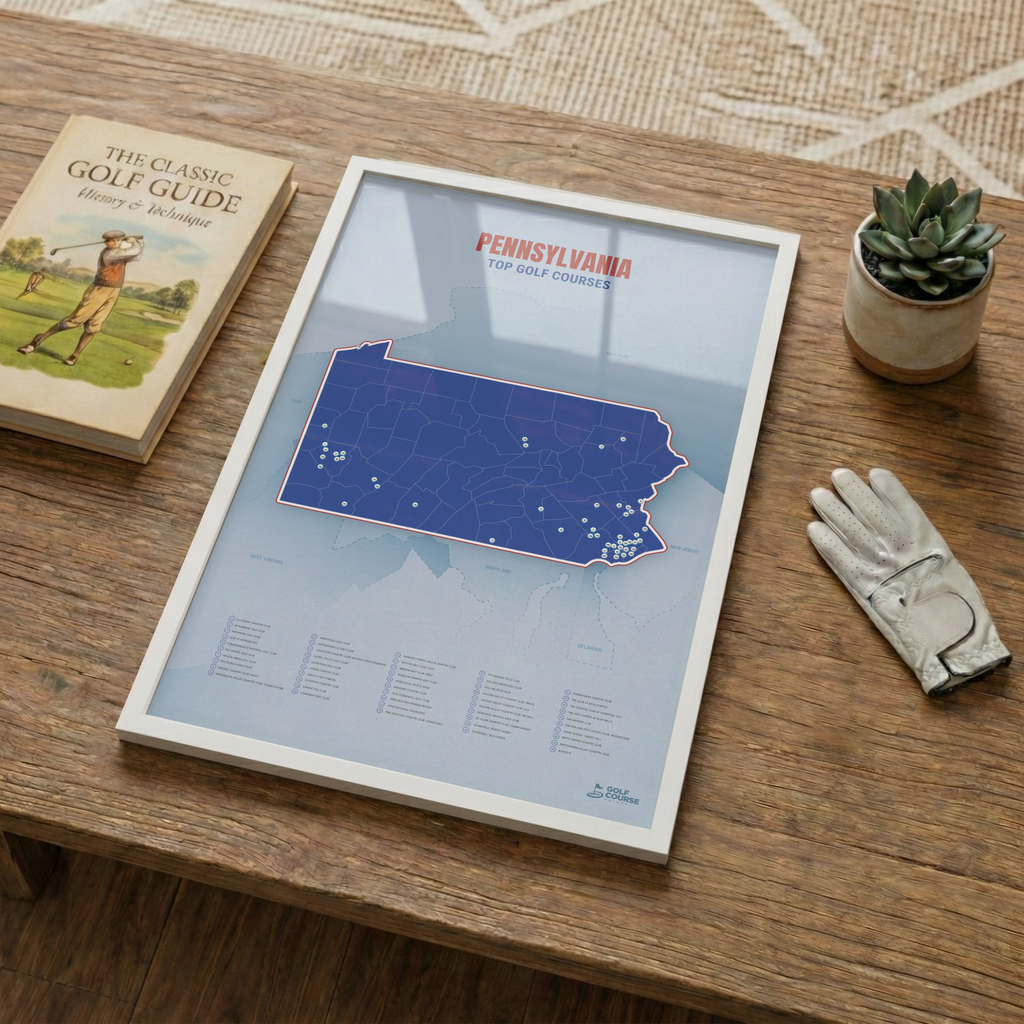 Pennsylvania Golf Course Map – Minimalist Golf Wall Art Print