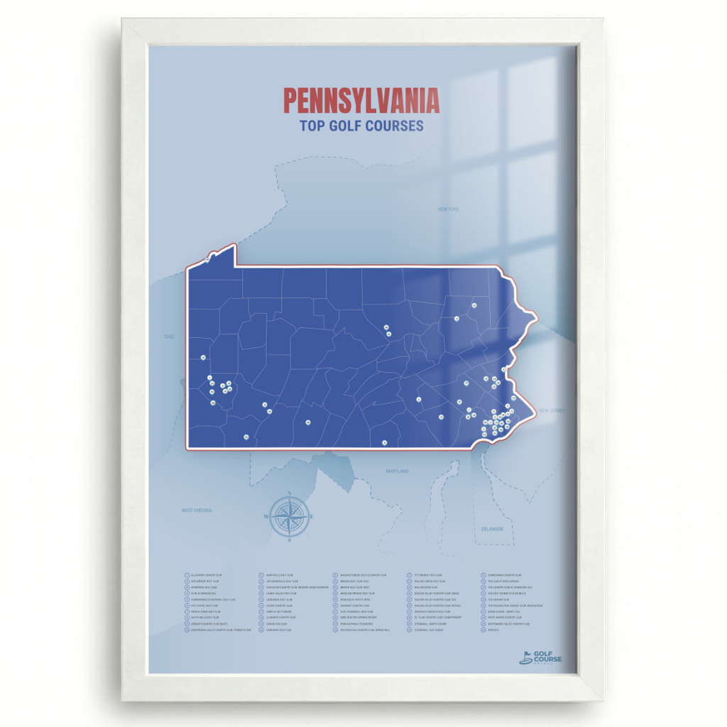 Pennsylvania Golf Course Map – Minimalist Golf Wall Art Print