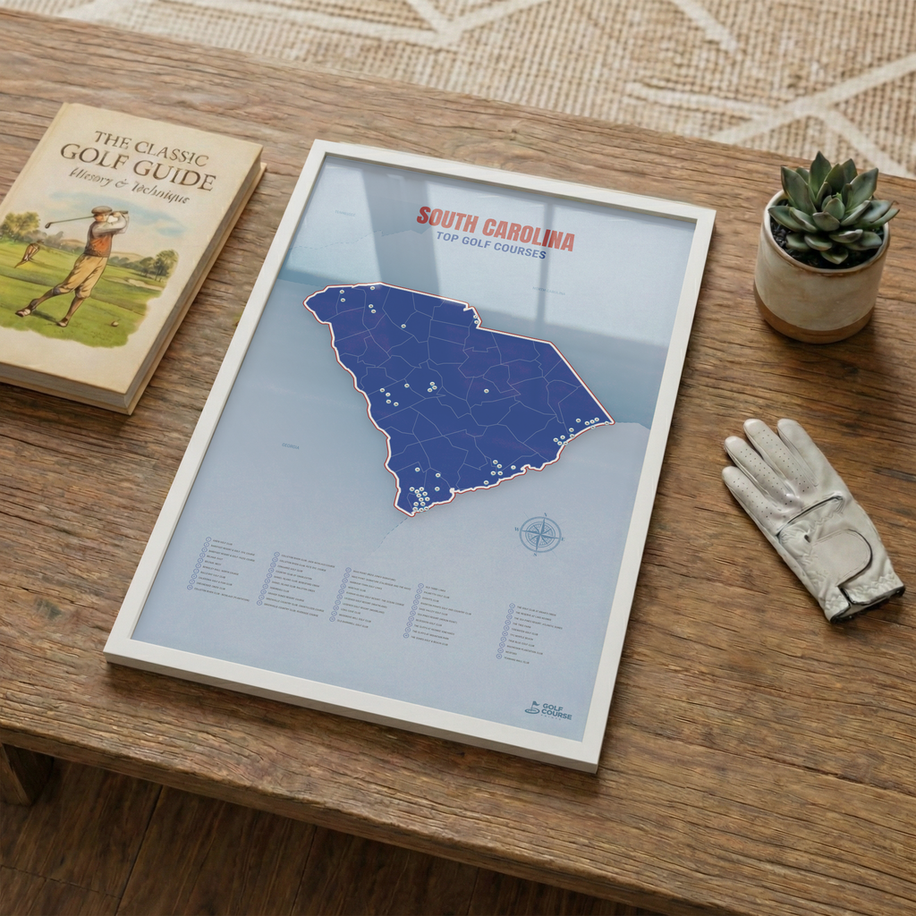 South Carolina Golf Course Map – Minimalist Golf Wall Art Print
